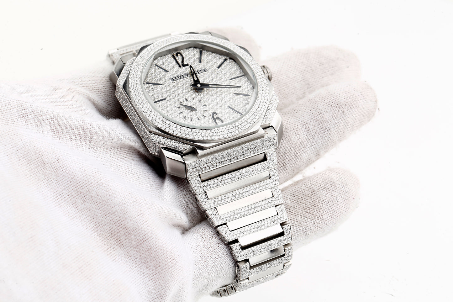 Iced Out Real VVS Moissanite White Diamonds Metal Strap Wrist Watch