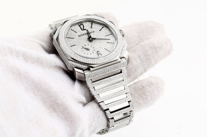 Iced Out Real VVS Moissanite White Diamonds Metal Strap Wrist Watch