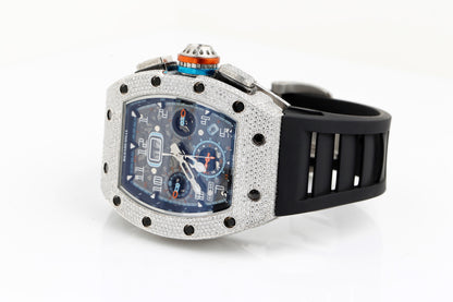 Luxurious White VVS Moissanite Diamonds Iced Out Silicon Strap Hip Hop Watch