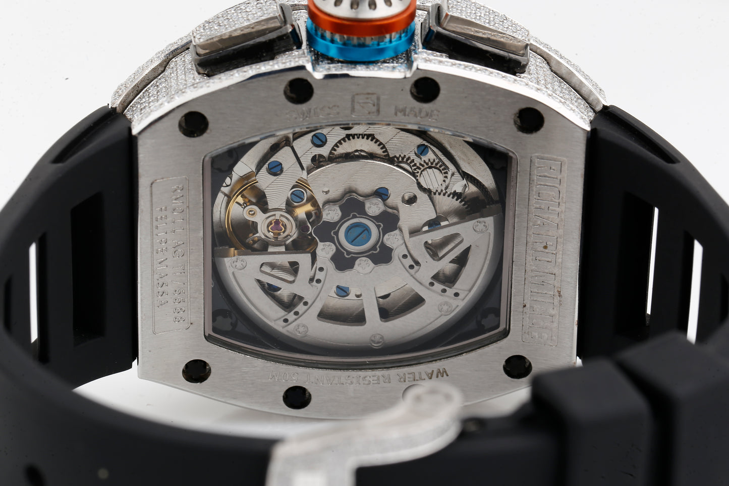 Luxurious White VVS Moissanite Diamonds Iced Out Silicon Strap Hip Hop Watch