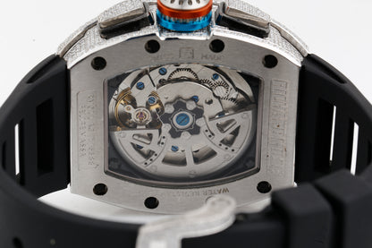 Luxurious White VVS Moissanite Diamonds Iced Out Silicon Strap Hip Hop Watch