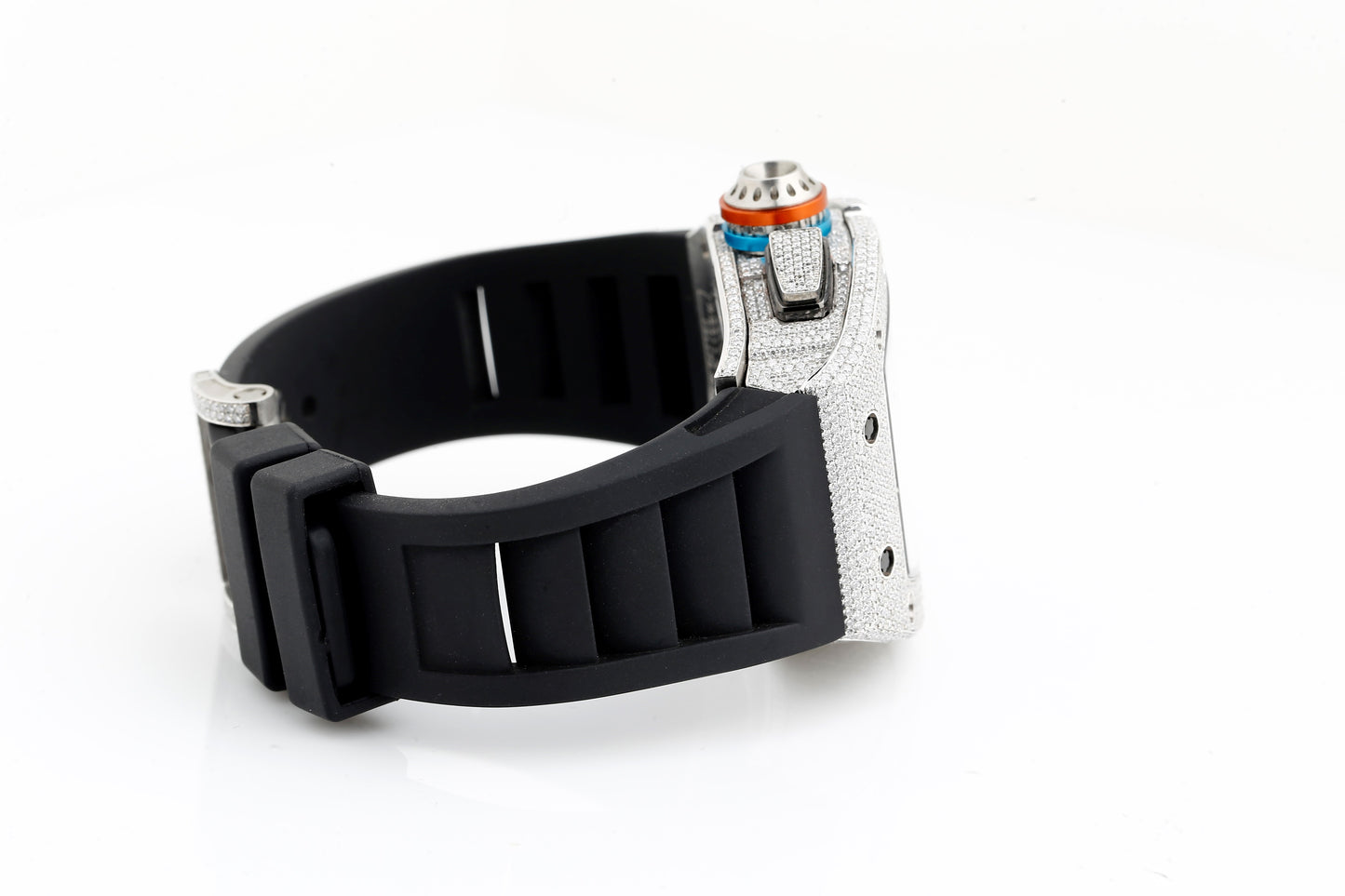 Luxurious White VVS Moissanite Diamonds Iced Out Silicon Strap Hip Hop Watch