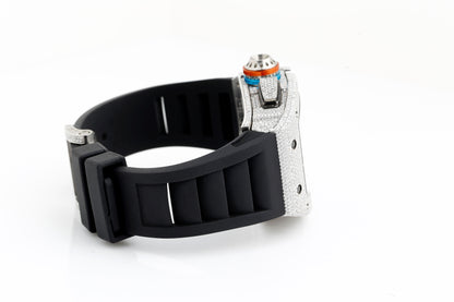 Luxurious White VVS Moissanite Diamonds Iced Out Silicon Strap Hip Hop Watch