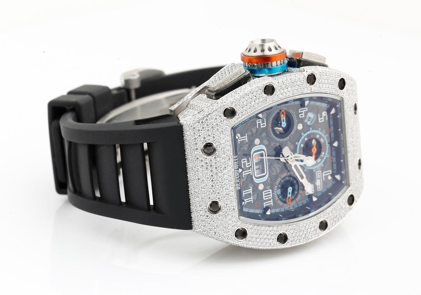 Luxurious White VVS Moissanite Diamonds Iced Out Silicon Strap Hip Hop Watch