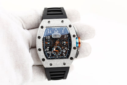 Luxurious White VVS Moissanite Diamonds Iced Out Silicon Strap Hip Hop Watch