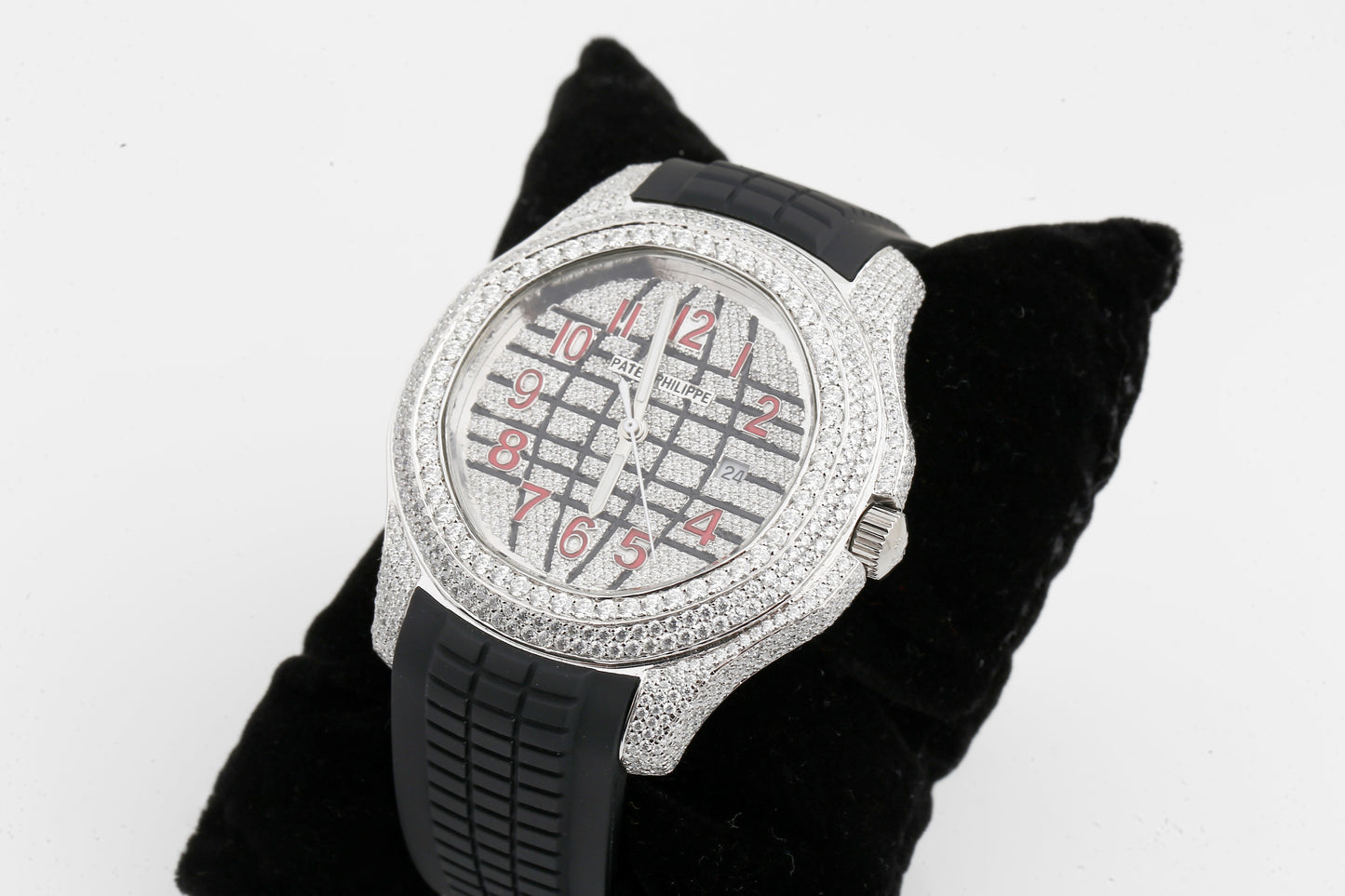 PP White VVS Moissanite Diamonds Iced Out Silicon Strap Hip Hop Watch
