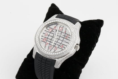 PP White VVS Moissanite Diamonds Iced Out Silicon Strap Hip Hop Watch