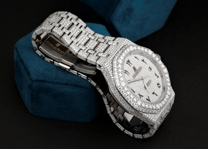 Audemars Piguet Luxury Watch in Real VVS Moissanite Diamond, Automatic Watch, Handmade Stainless Steel Watch for Women / Man