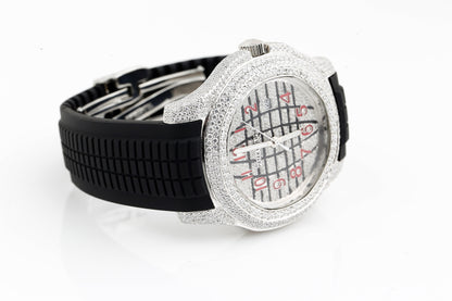 PP White VVS Moissanite Diamonds Iced Out Silicon Strap Hip Hop Watch