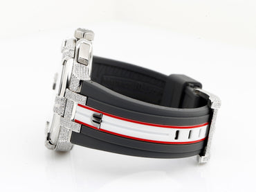 Luxury Watch in Real VVS Moissanite White Diamonds Rubber Belt Iced Out