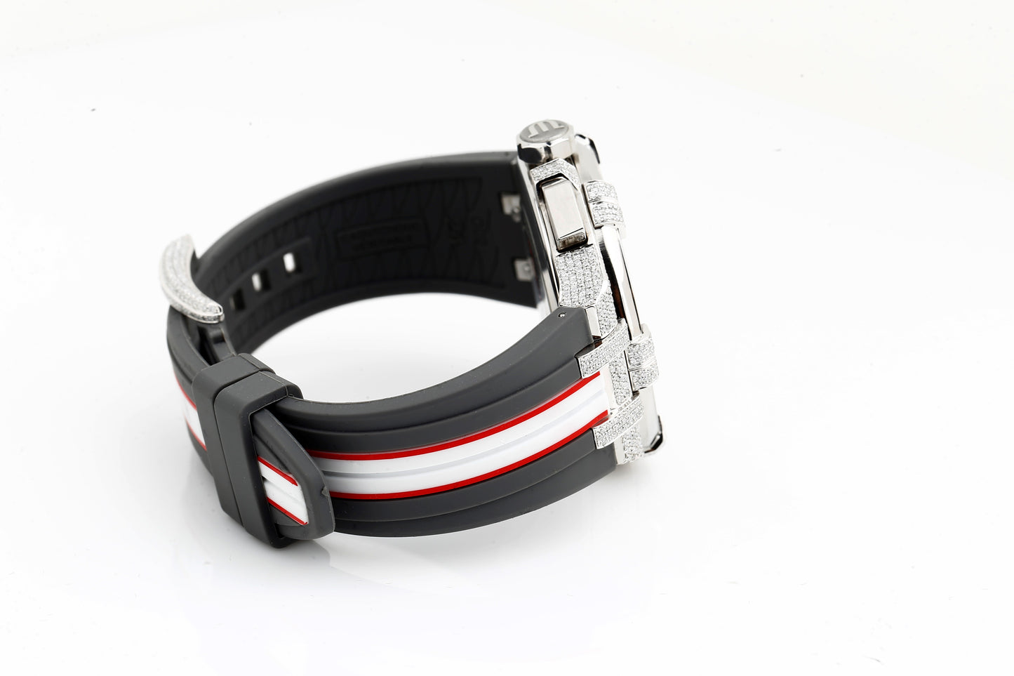 Luxury Watch in Real VVS Moissanite White Diamonds Rubber Belt Iced Out