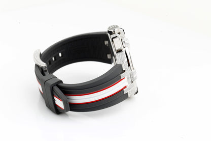 Luxury Watch in Real VVS Moissanite White Diamonds Rubber Belt Iced Out