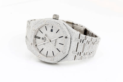 AP Iced Out Real VVS Moissanite White Diamonds Metal Strap Wrist Watch