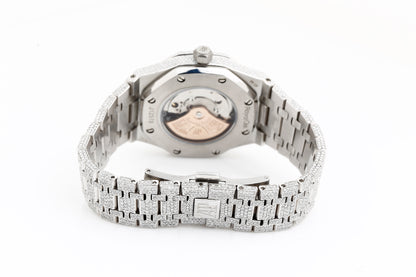 AP Iced Out Real VVS Moissanite White Diamonds Metal Strap Wrist Watch