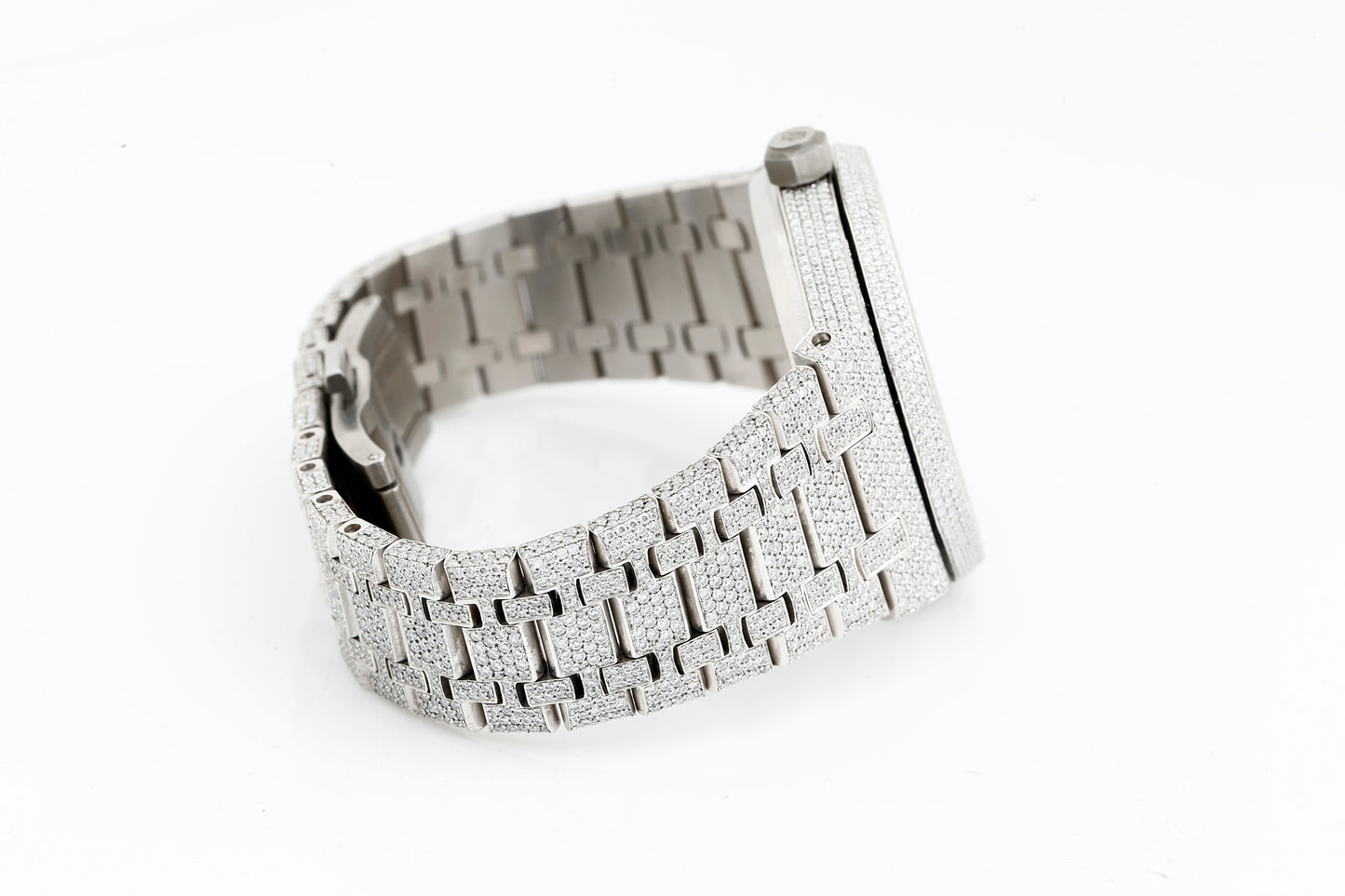 AP Iced Out Real VVS Moissanite White Diamonds Metal Strap Wrist Watch