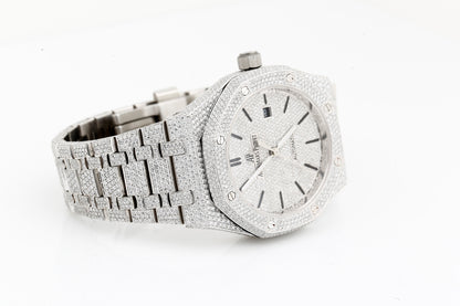 AP Iced Out Real VVS Moissanite White Diamonds Metal Strap Wrist Watch