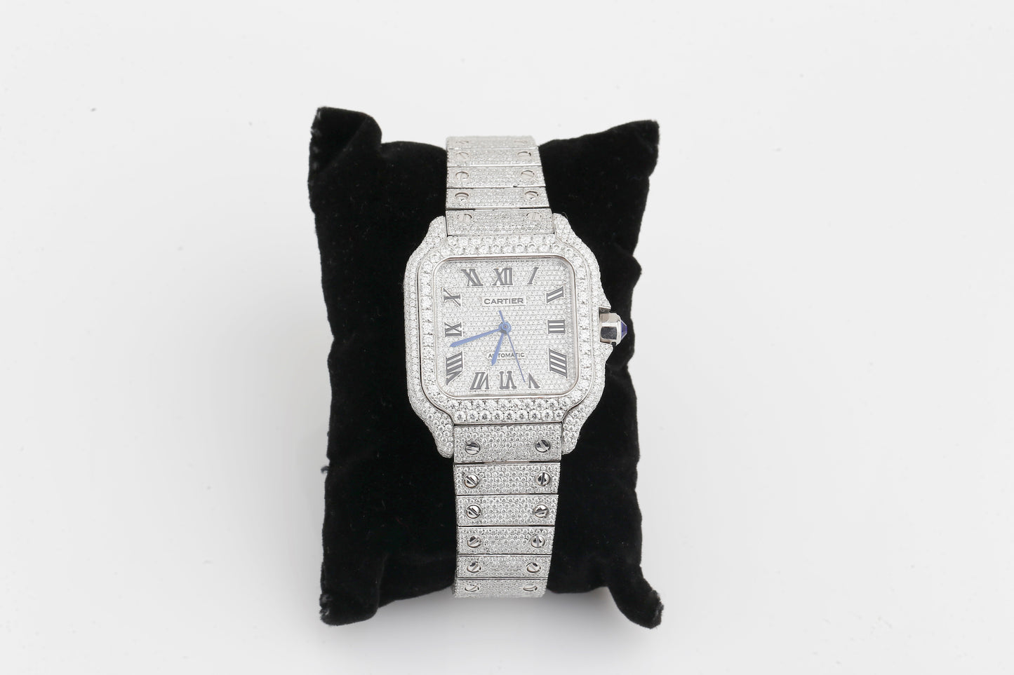 Luxury Cartier Iced Out Real VVS Moissanite Diamond Hand Crafted Watch