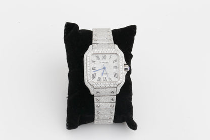 Luxury Cartier Iced Out Real VVS Moissanite Diamond Hand Crafted Watch