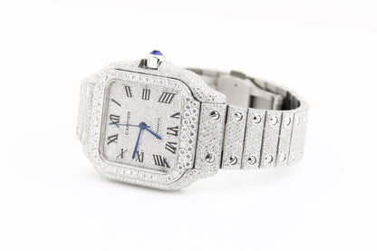 Luxury Cartier Iced Out Real VVS Moissanite Diamond Hand Crafted Watch