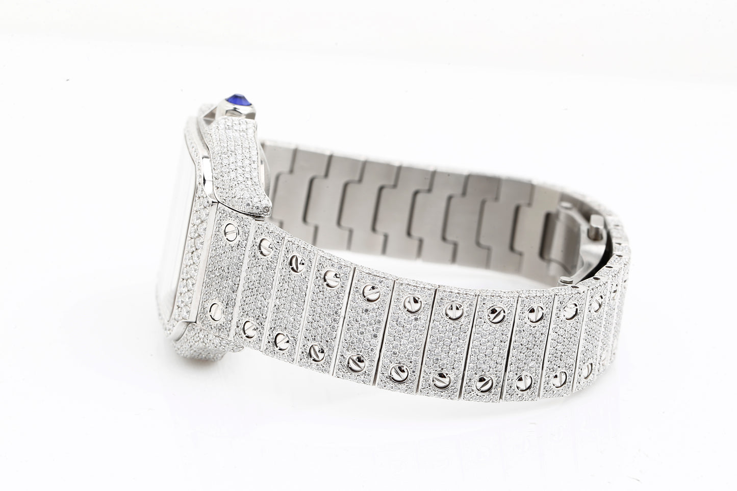 Luxury Cartier Iced Out Real VVS Moissanite Diamond Hand Crafted Watch