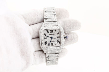 Luxury Cartier Iced Out Real VVS Moissanite Diamond Hand Crafted Watch