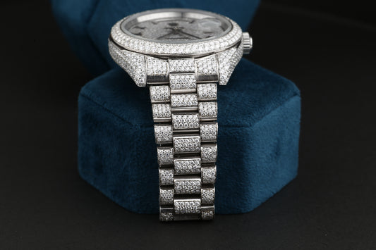 Luxury Rolex Watch in Real VVS Moissanite Diamond Watch, Handmade Stainless Steel Watch For Men/Women