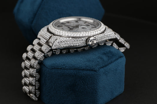 Luxury Rolex Watch in Real VVS Moissanite Diamond Watch, Handmade Stainless Steel Watch For Men/Women