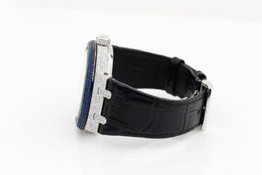 Luxury AP Blue and White VVS Moissanite Diamonds Silicon Strap Hip Hop Watch