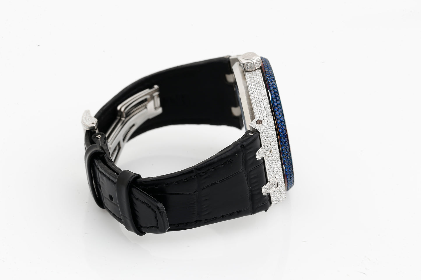 Luxury AP Blue and White VVS Moissanite Diamonds Silicon Strap Hip Hop Watch