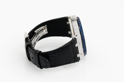 Luxury AP Blue and White VVS Moissanite Diamonds Silicon Strap Hip Hop Watch