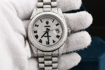 Luxury Rolex Watch in Real VVS Moissanite Diamond Watch, Handmade Stainless Steel Watch For Men/Women