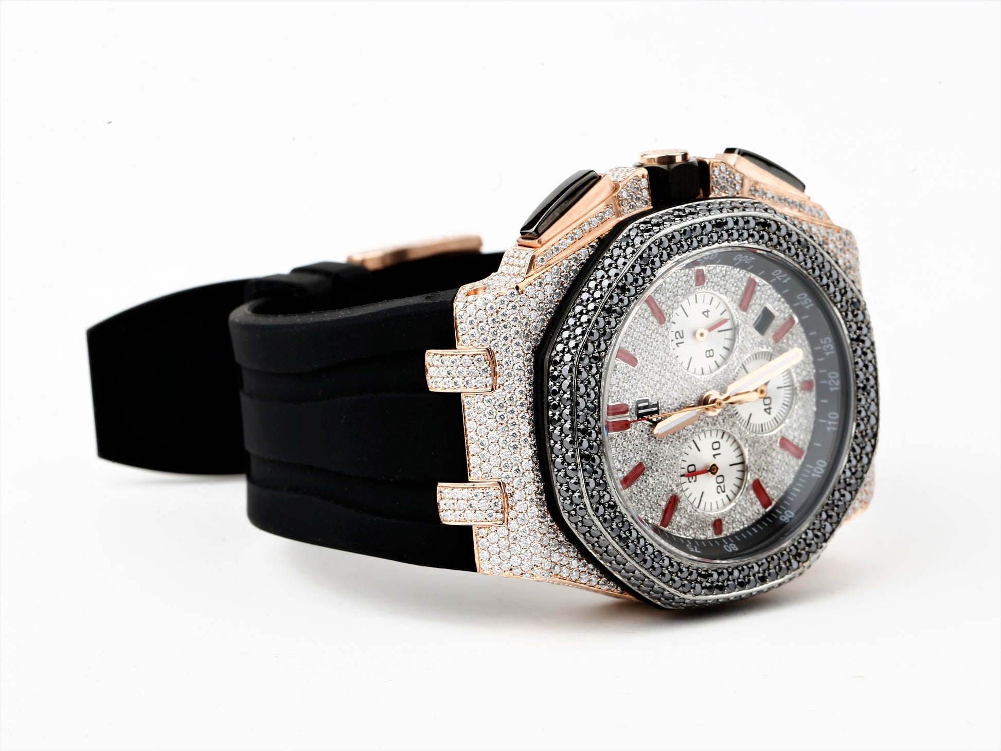 Luxury Watch in Real VVS Moissanite Diamond Watch, Handmade Rubber Belt Watch For Men/Women, Hip Hop Watch, Iced Out Watch Gift for Love
