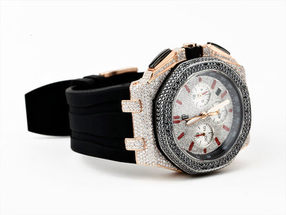 Luxury Watch in Real VVS Moissanite Diamond Watch, Handmade Rubber Belt Watch For Men/Women, Hip Hop Watch, Iced Out Watch Gift for Love