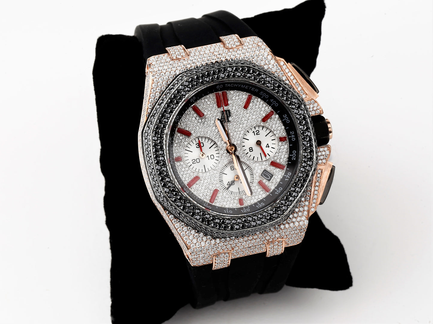 Luxury Watch in Real VVS Moissanite Diamond Watch, Handmade Rubber Belt Watch For Men/Women, Hip Hop Watch, Iced Out Watch Gift for Love