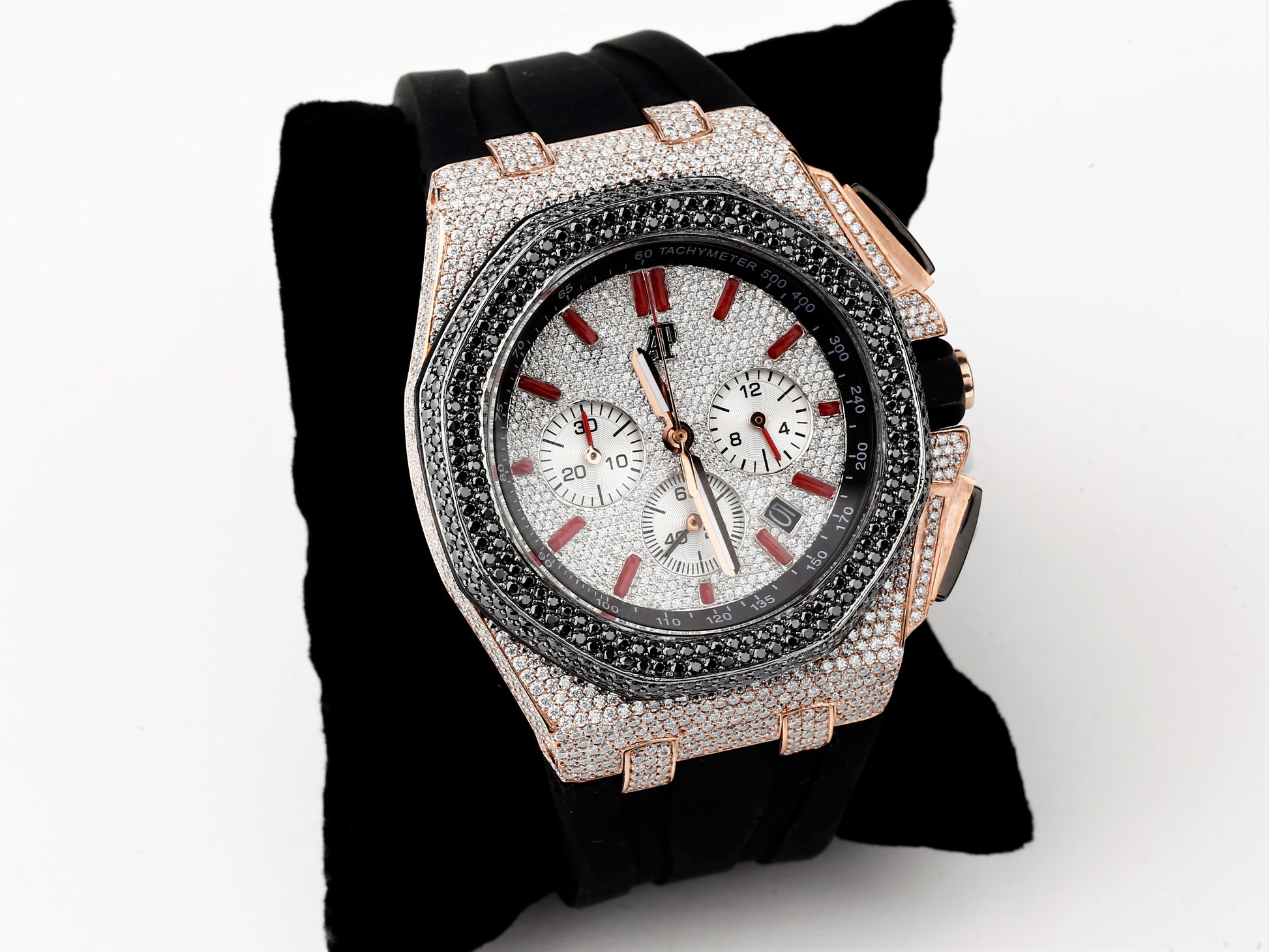 Luxury Watch in Real VVS Moissanite Diamond Watch, Handmade Rubber Belt Watch For Men/Women, Hip Hop Watch, Iced Out Watch Gift for Love