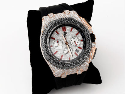 Luxury Watch in Real VVS Moissanite Diamond Watch, Handmade Rubber Belt Watch For Men/Women, Hip Hop Watch, Iced Out Watch Gift for Love