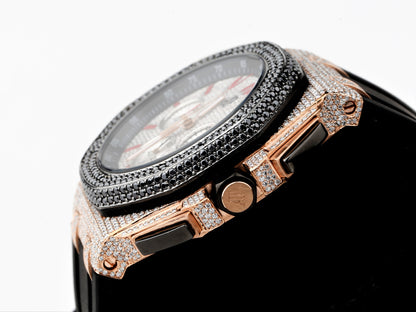 Luxury Watch in Real VVS Moissanite Diamond Watch, Handmade Rubber Belt Watch For Men/Women, Hip Hop Watch, Iced Out Watch Gift for Love