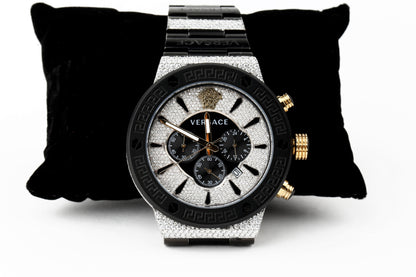 Versace Luxury Watch in Real VVS Moissanite Diamond Watch, Handmade Stainless Steel Watch For Men/Women, Hip Hop Watch, Bust Down Watch Gift for Him