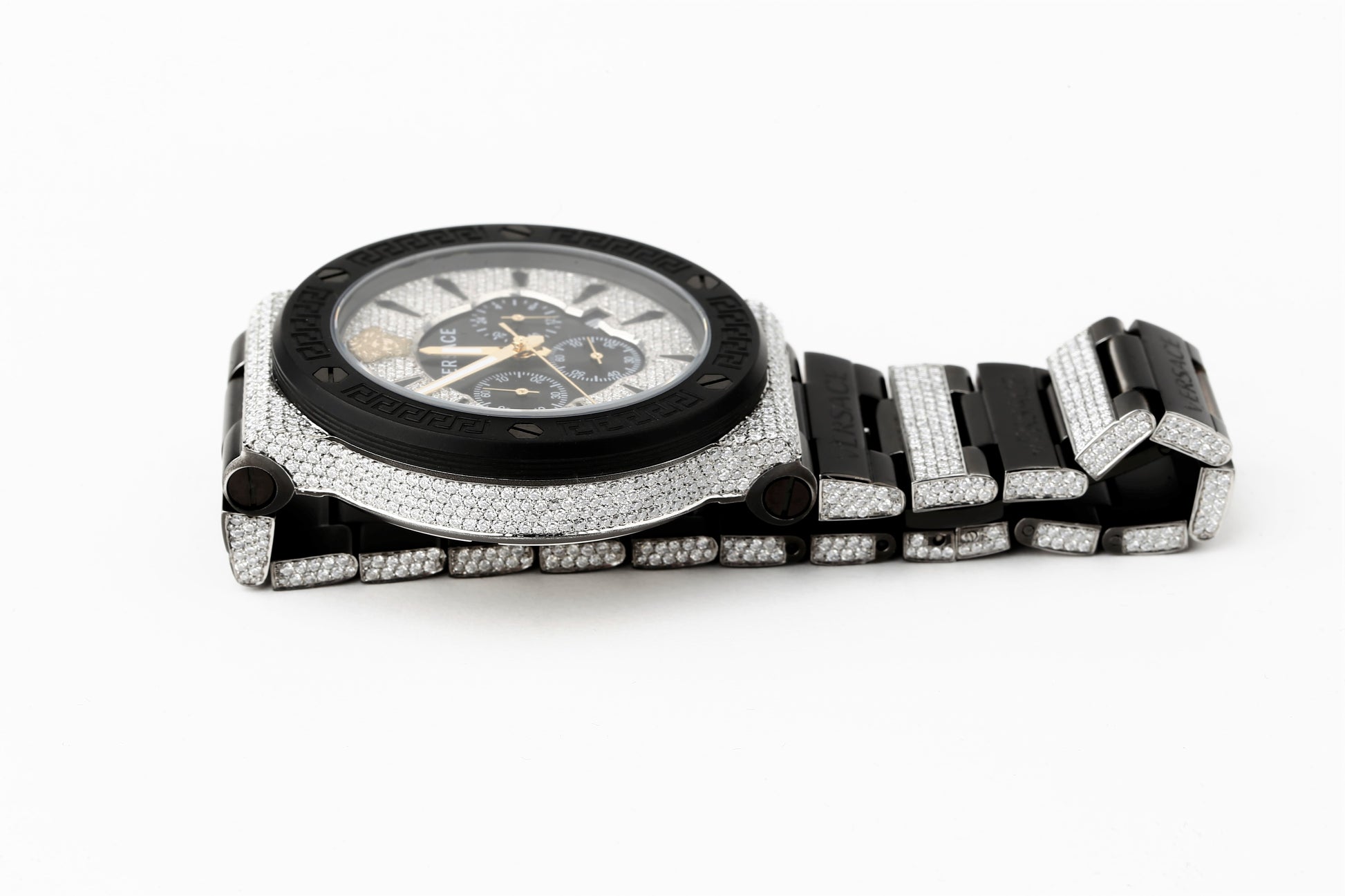 Versace Luxury Watch in Real VVS Moissanite Diamond Watch, Handmade Stainless Steel Watch For Men/Women, Hip Hop Watch, Bust Down Watch Gift for Him