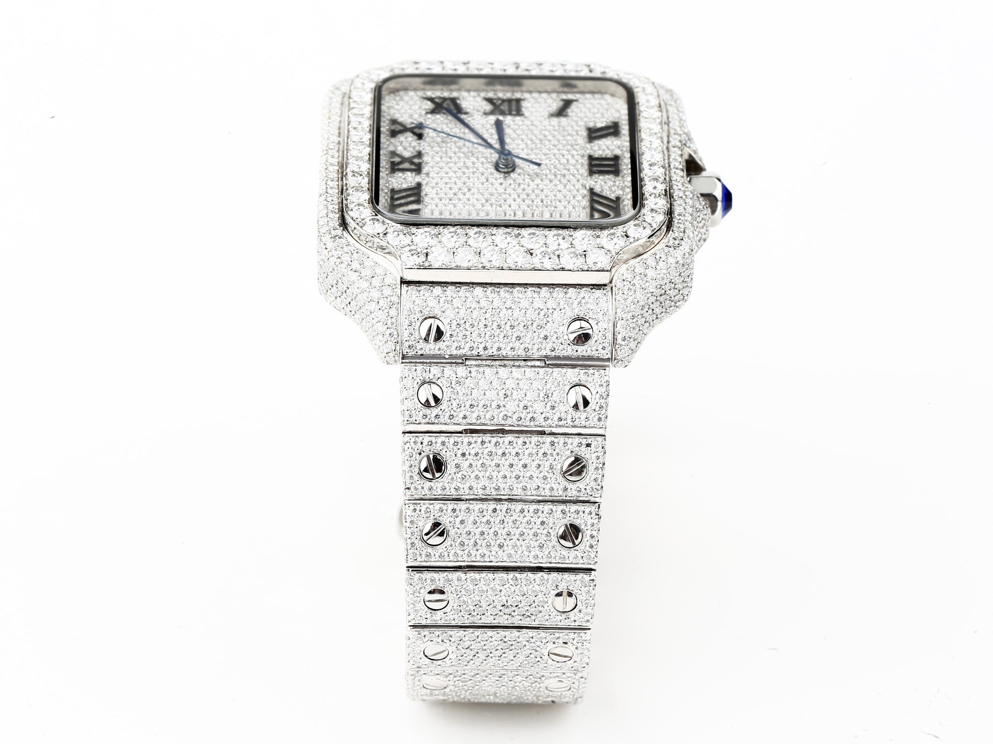 Luxury Cartier Watch in Real VVS Moissanite Diamond Watch, Handmade Stainless Steel Watch For Men/Women