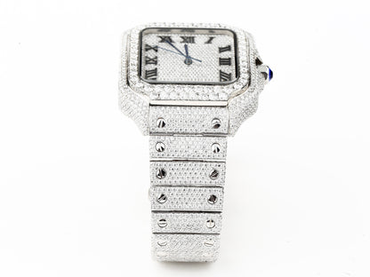 Luxury Cartier Watch in Real VVS Moissanite Diamond Watch, Handmade Stainless Steel Watch For Men/Women