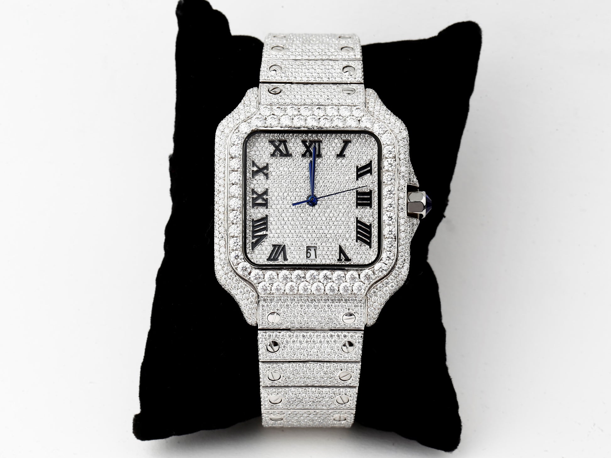 Luxury Cartier Watch in Real VVS Moissanite Diamond Watch, Handmade Stainless Steel Watch For Men/Women