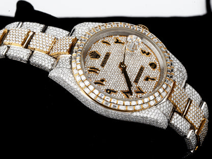 Luxury Rolex Watch in Real VVS Moissanite Diamond Watch, Handmade Stainless Steel Watch For Men/Women, Hip Hop Watch, Iced Out Watch Gift for Him
