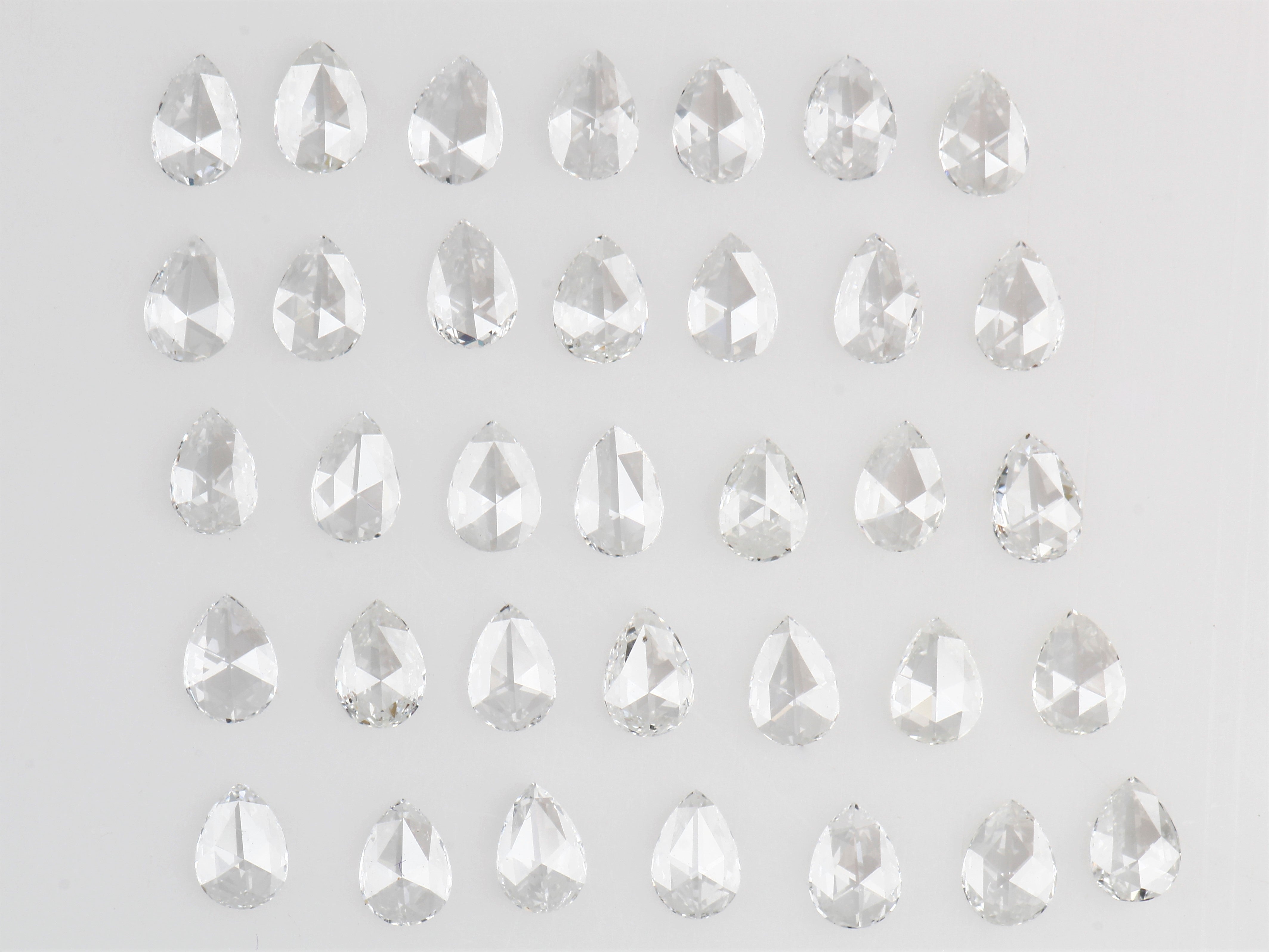 Pear Shape Rose Cut, Natural White Diamond, VS Clarity