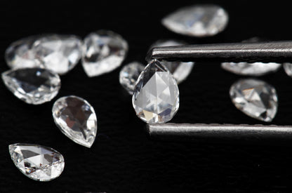 Pear Shape Rose Cut, Natural White Diamond, VS Clarity