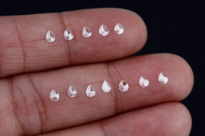 Pear Shape Rose Cut, Natural White Loose Diamond, VS Clarity
