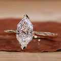 Long Hexagon Cut Lab Grown Diamond Solitaire Engagement Gold Ring
