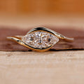 Marquise Cut Lab Grown Diamond Solitaire Horizontal Bazzel Engagement Gold Ring