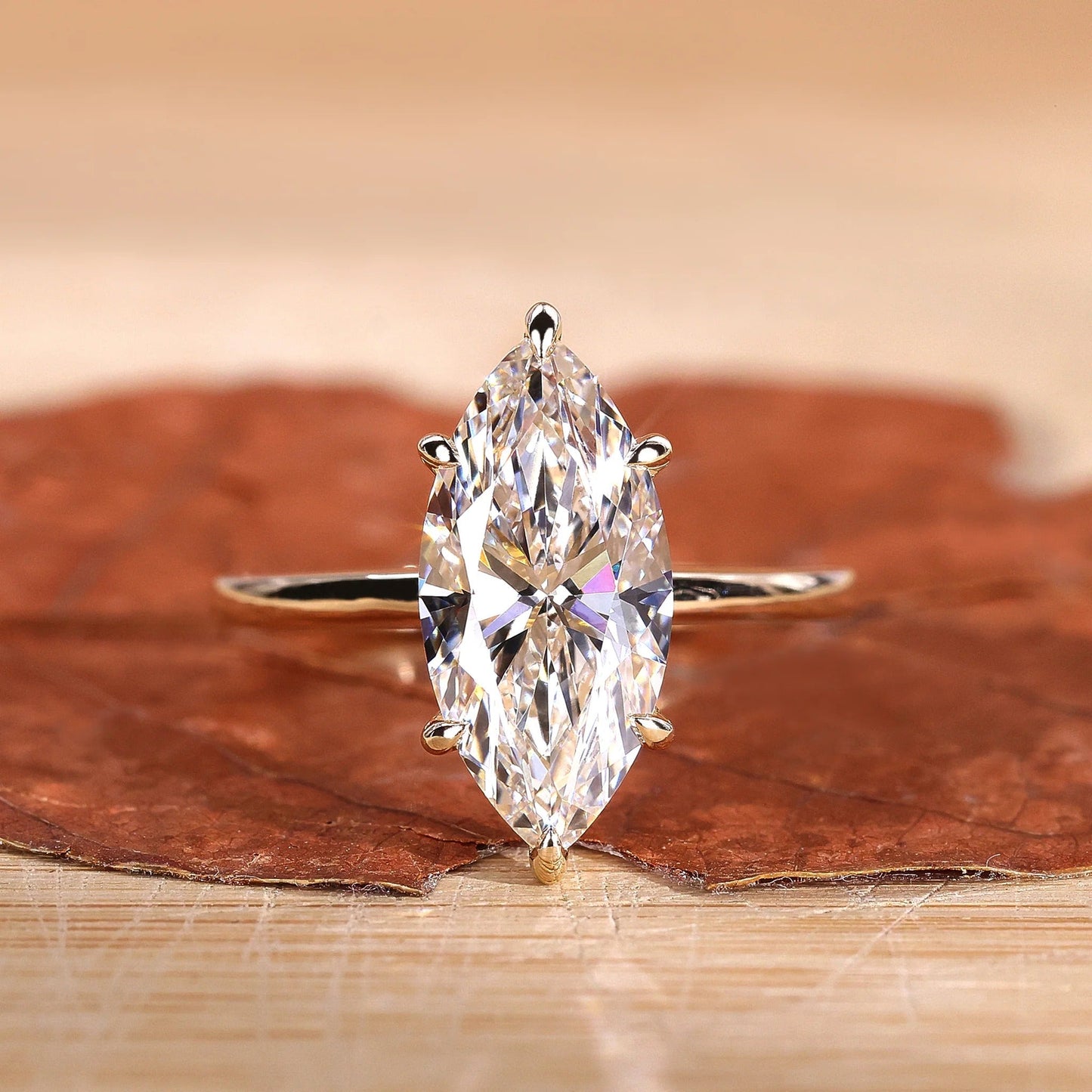 Lab Grown Marquise Full Cut Diamond Solitaire Engagement Yellow Gold Ring  Shree Diamond Mfg
