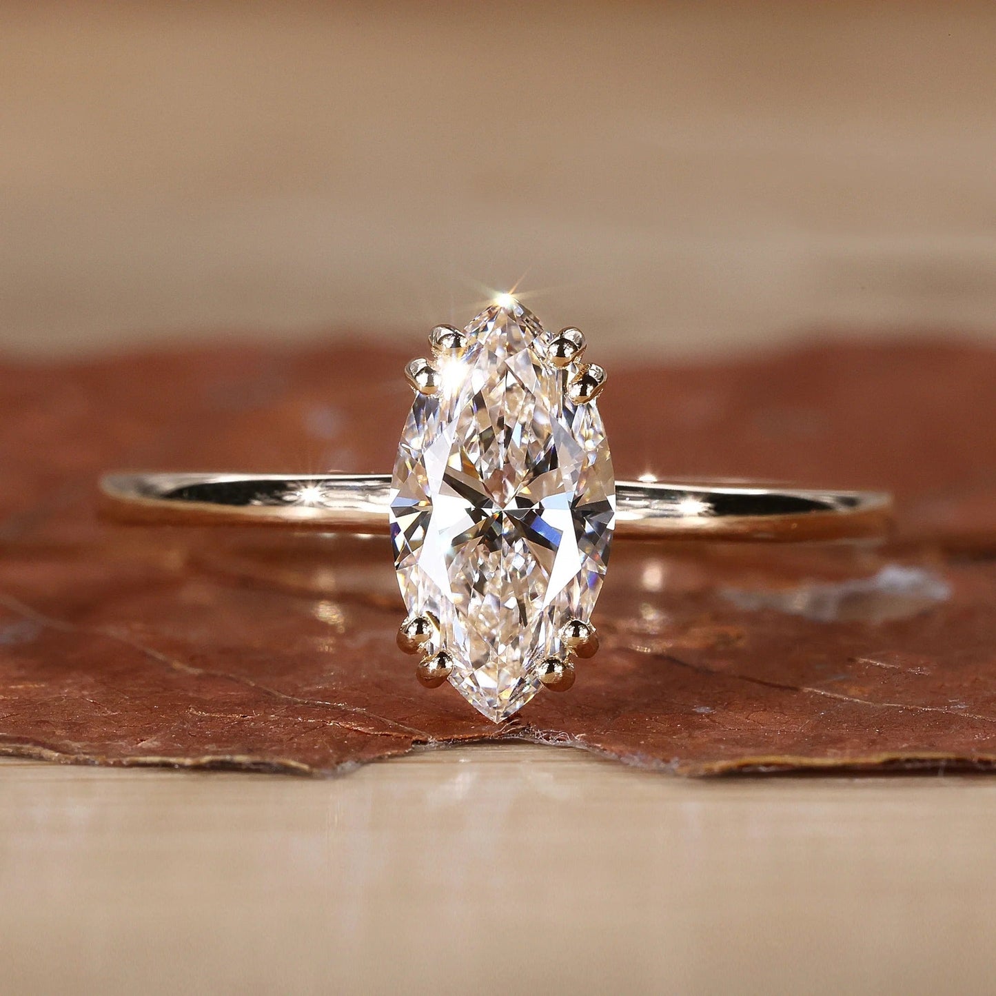 Marquise Cut Lab Grown Diamond Solitaire 8 Prong setting Engagement Gold Ring  Shree Diamond Mfg